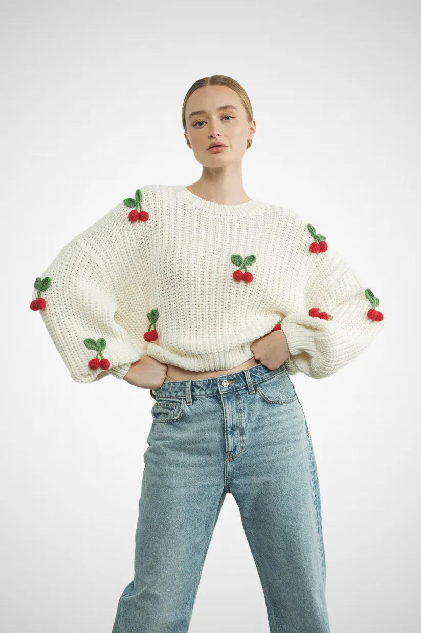3D Cherry Sweater
