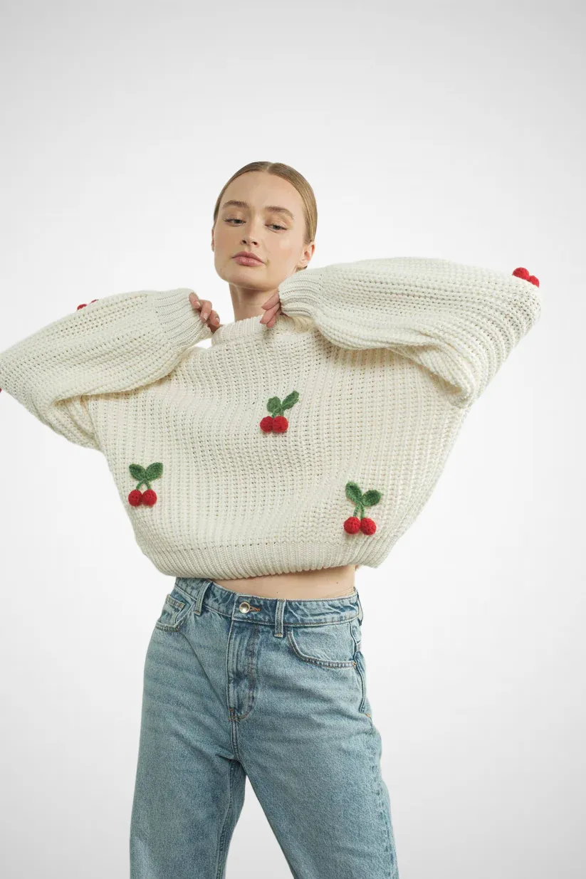 3D Cherry Sweater