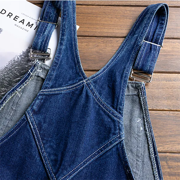American Straight Loose Denim Jumpsuit Baggy Bib Overalls Suspender Pants