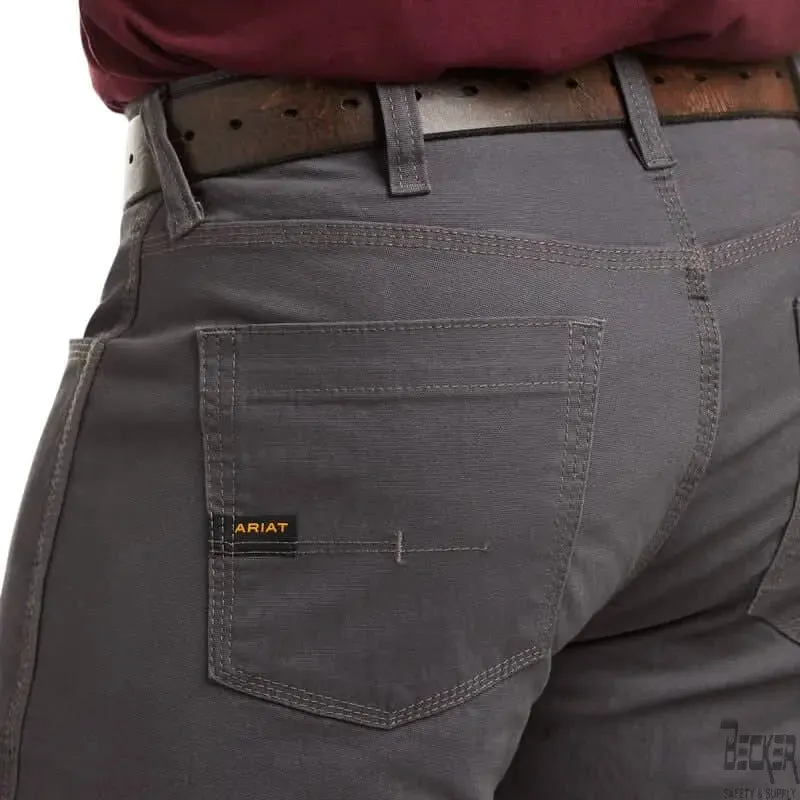 ARIAT - Rebar M4 Relaxed DuraStretch Made Tough Stackable Straight Leg Pant, Grey
