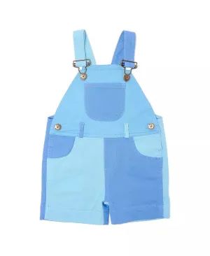 Baby Boy Jumpsuits and Rompers | Tonal Colorblock Shorts- Blue | Dotty Dungarees