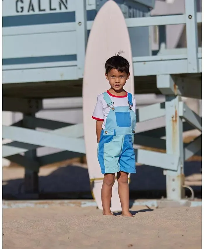 Baby Boy Jumpsuits and Rompers | Tonal Colorblock Shorts- Blue | Dotty Dungarees