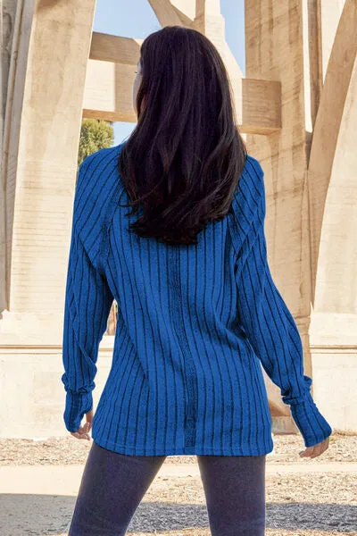 Basic Bae | Ribbed Round Neck Long Sleeve Knit Top
