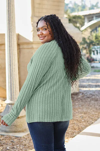 Basic Bae | Ribbed Round Neck Long Sleeve Knit Top