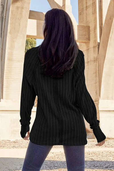 Basic Bae | Ribbed Round Neck Long Sleeve Knit Top
