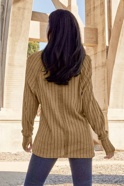 Basic Bae | Ribbed Round Neck Long Sleeve Knit Top