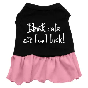 Black Cats are Bad Luck Screen Print Dress Black with Pink Lg (14)