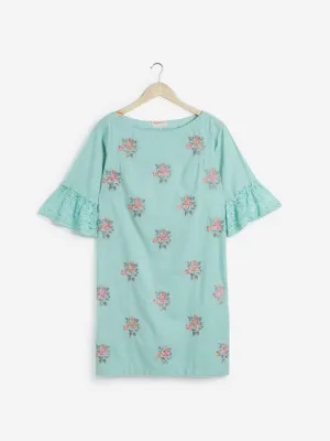 Bombay Paisley Mint Embroidered Shift Dress