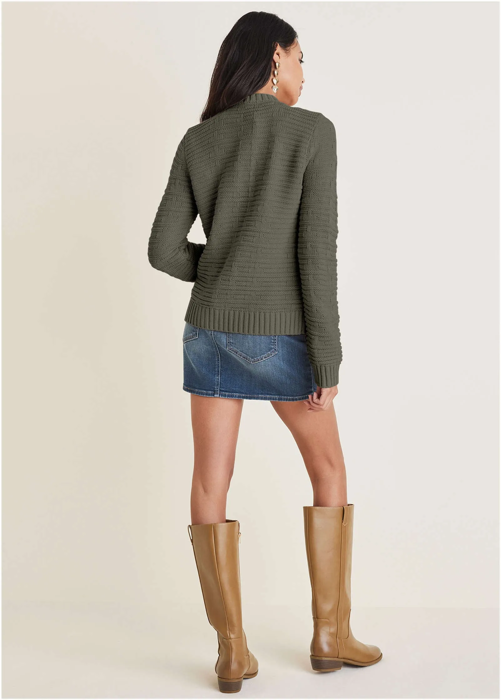 Button Detail Cardigan - Olive