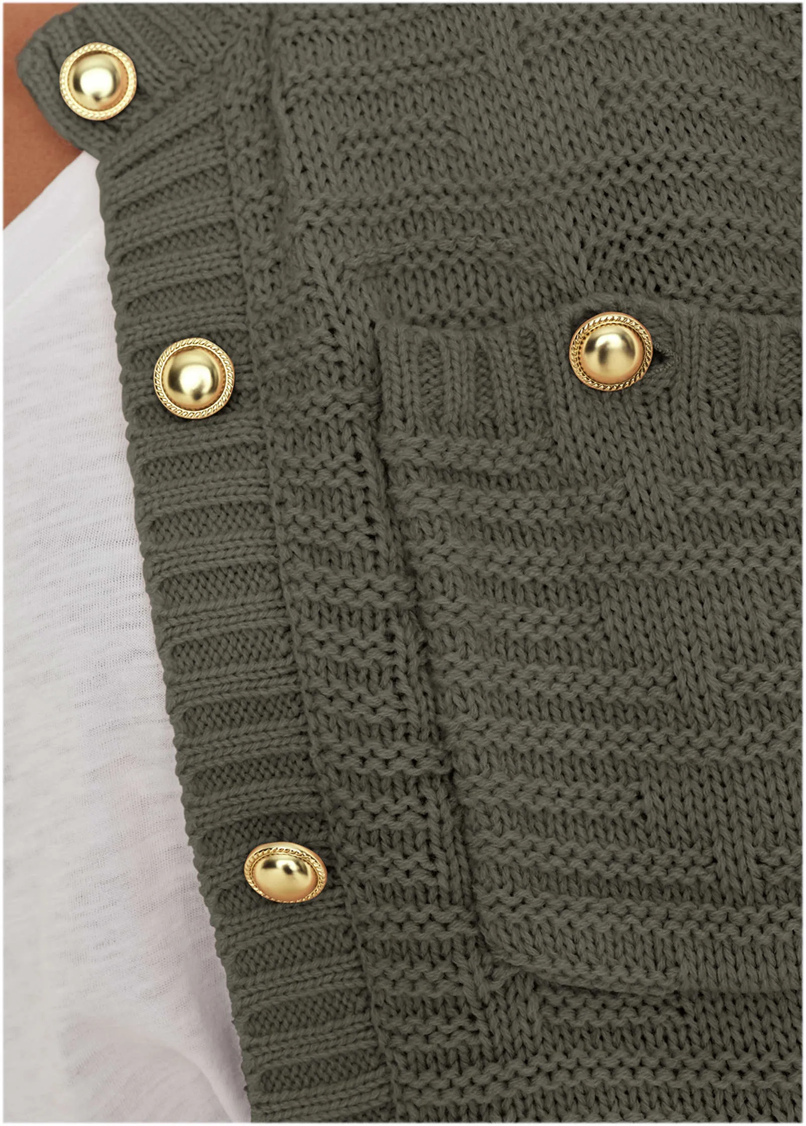 Button Detail Cardigan - Olive