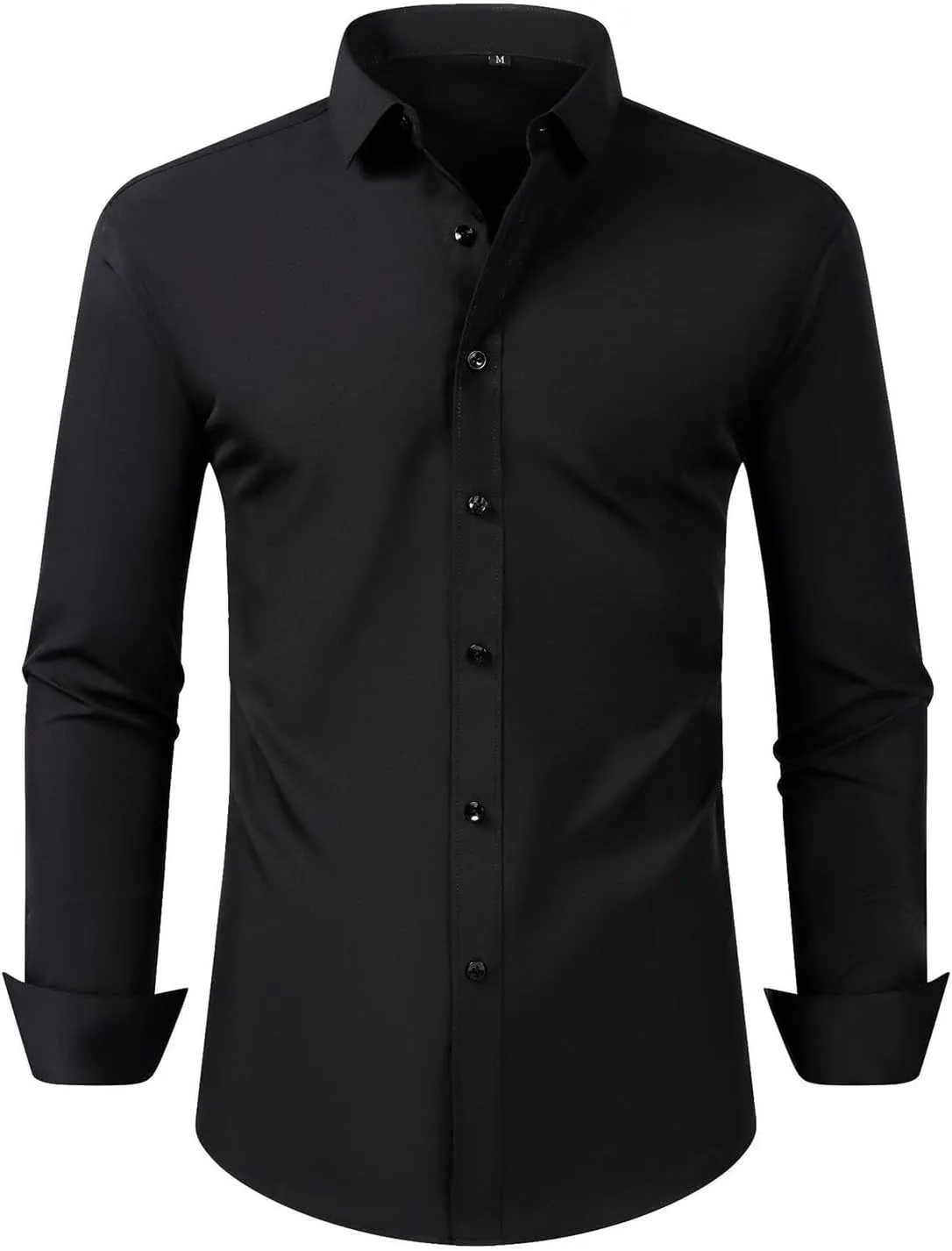 Cambkatl Men's Slim Fit Dress Shirts Stretch Long Sleeve Classic Solid Business Casual Button Down Shirts