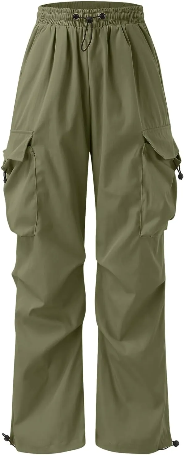 Cargo Pant for Men Drawstring Elastic Waist Multi Pockets Casual Stretch Combat Work Pants