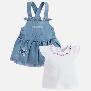 Denim dungaree skirt set 1872