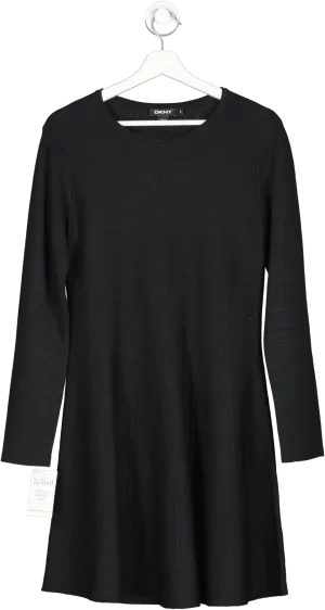 DKNY Black Fit And Flare Dress UK M