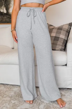 Essential Comfort Grey Waffle Knit Ribbed Pants FINAL SALE