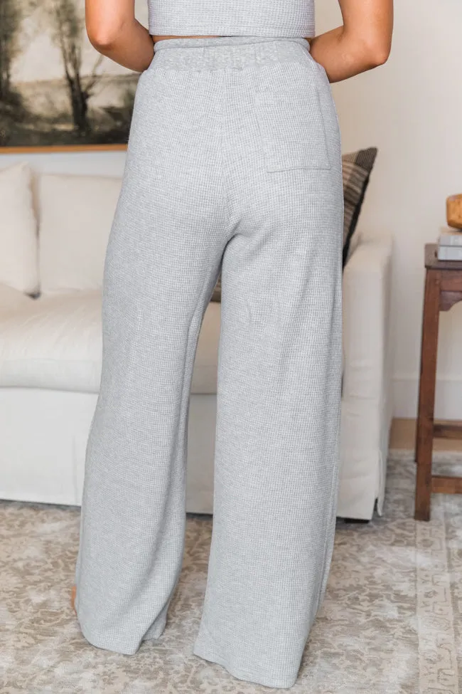 Essential Comfort Grey Waffle Knit Ribbed Pants FINAL SALE