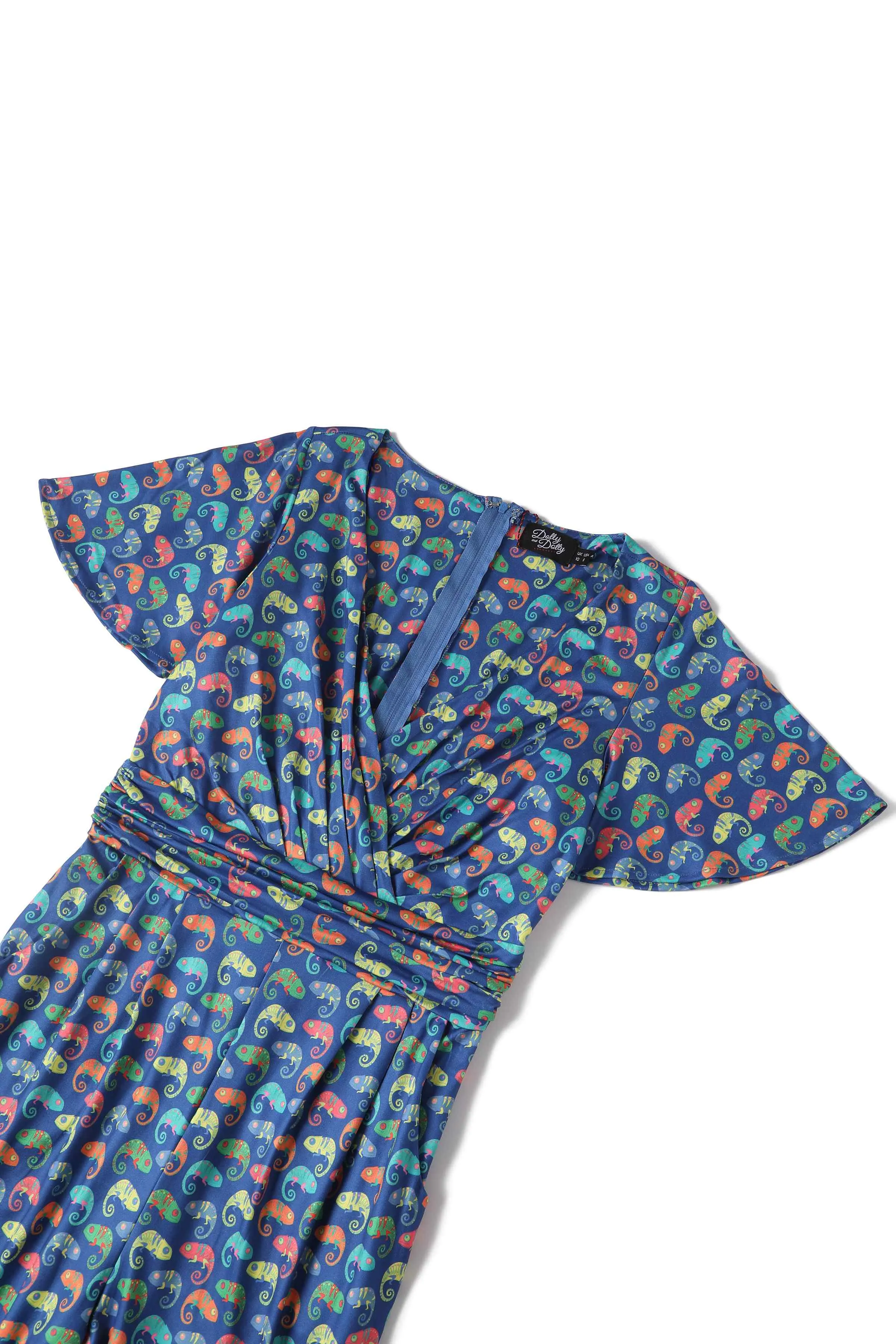 Esther Colourful Chameleon Jumpsuit In Blue