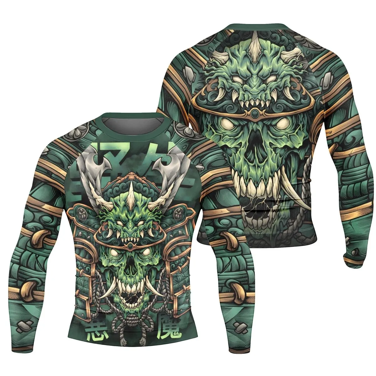 Evil Japanese Samurai Long Sleeve Rash Guard