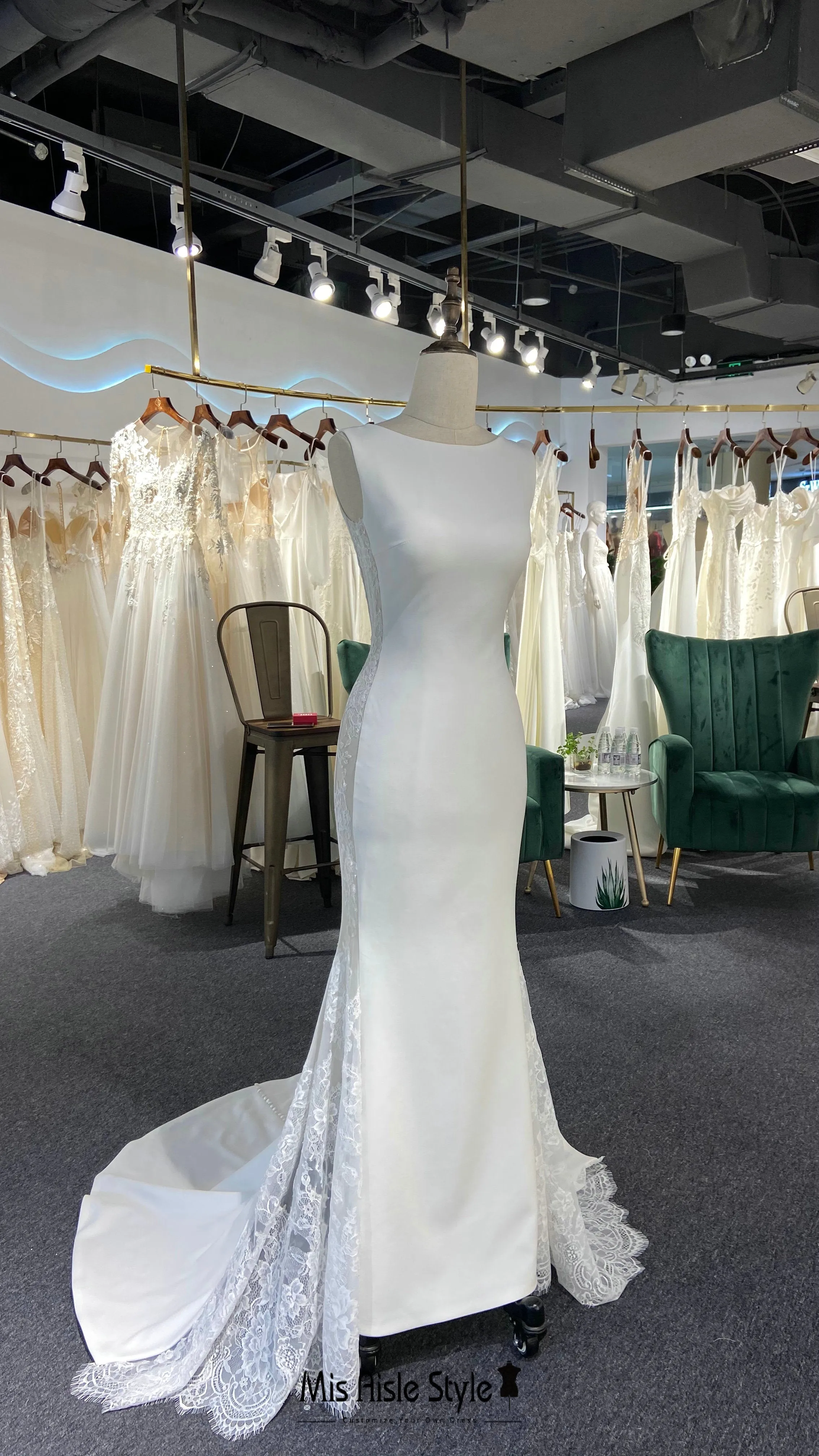 Fit and Flare Boat Neckline Wedding Dress