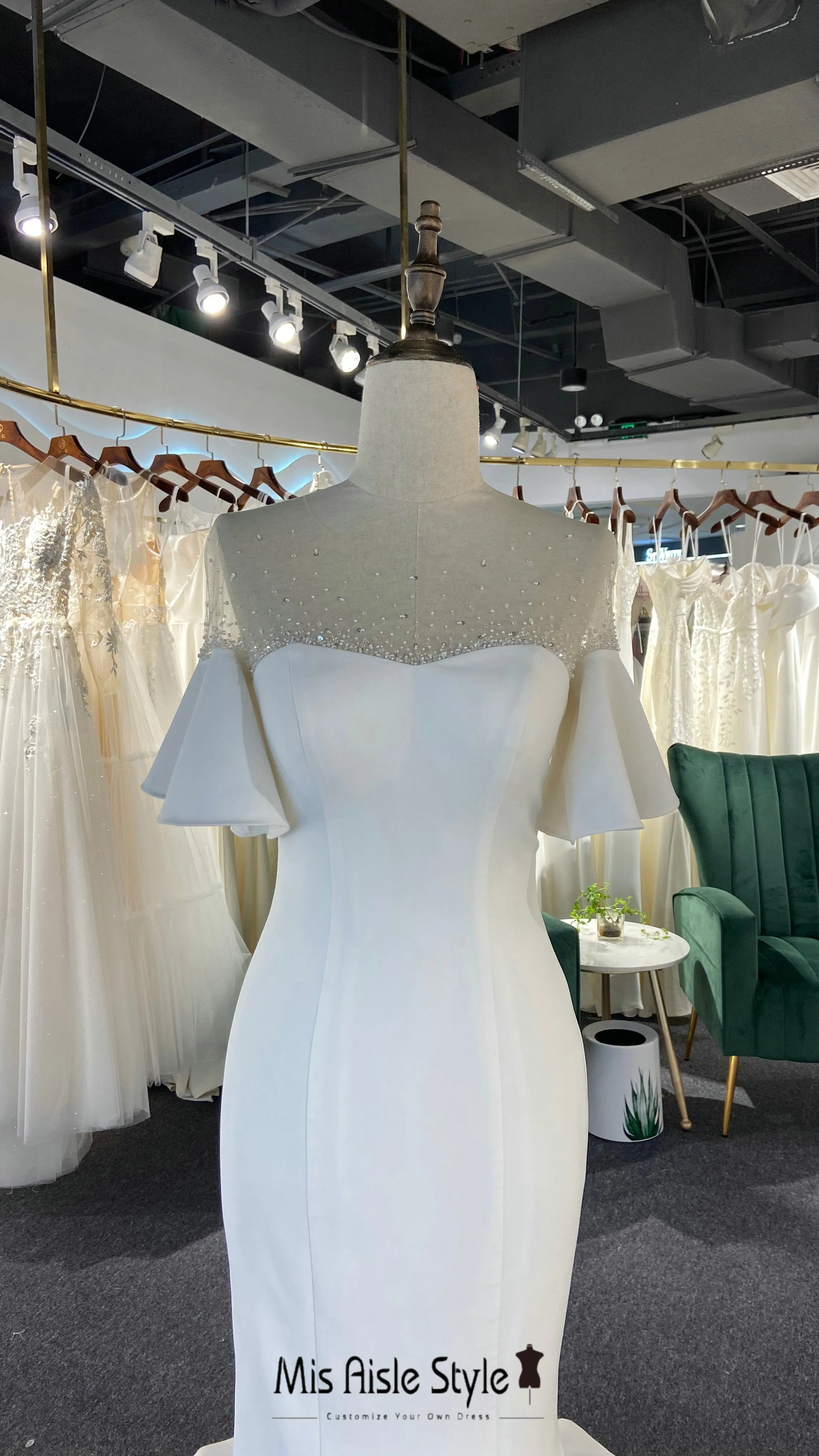 Fit and Flare Bohemian Sleeve Ivory Wedding Dress