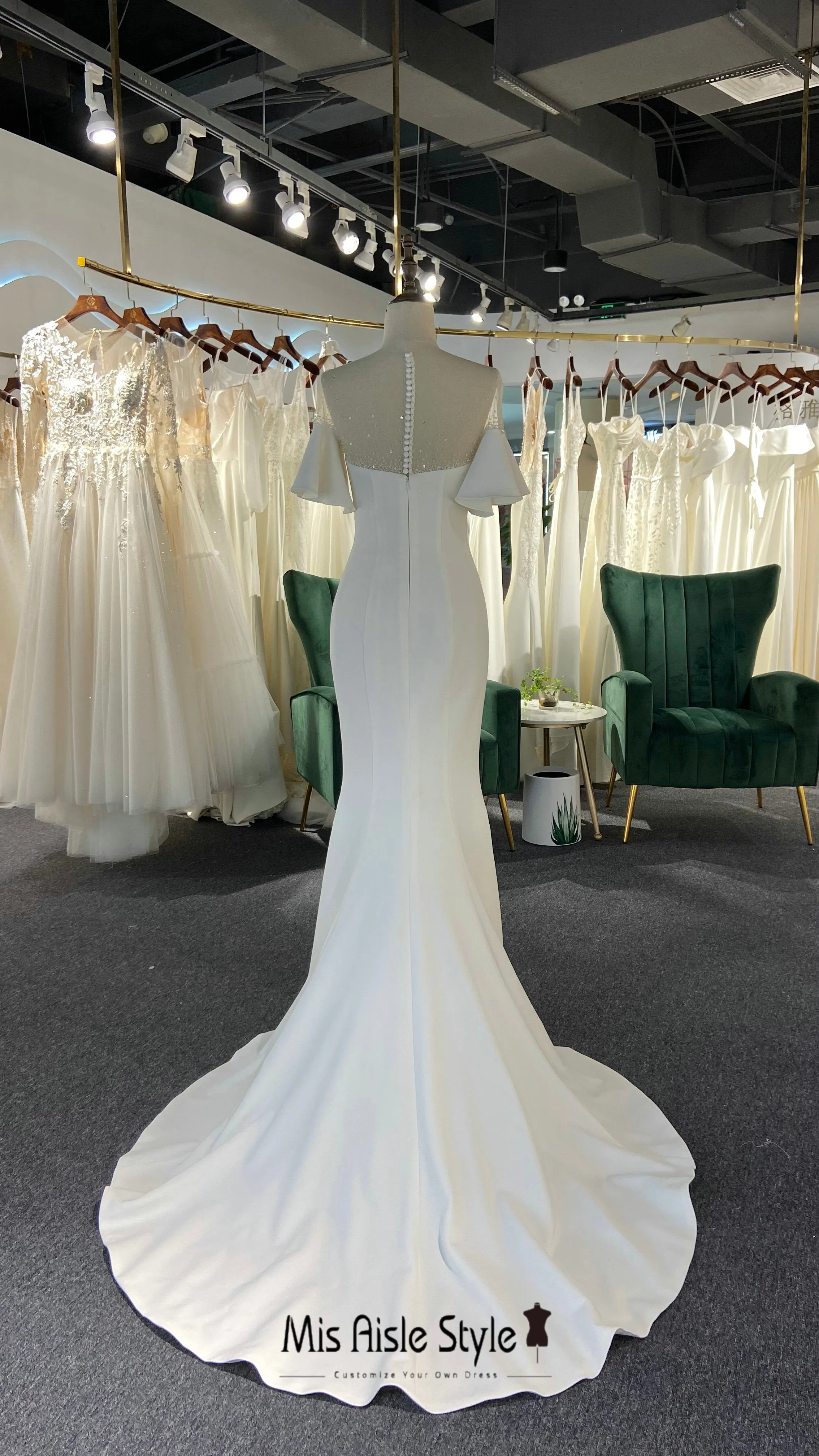 Fit and Flare Bohemian Sleeve Ivory Wedding Dress