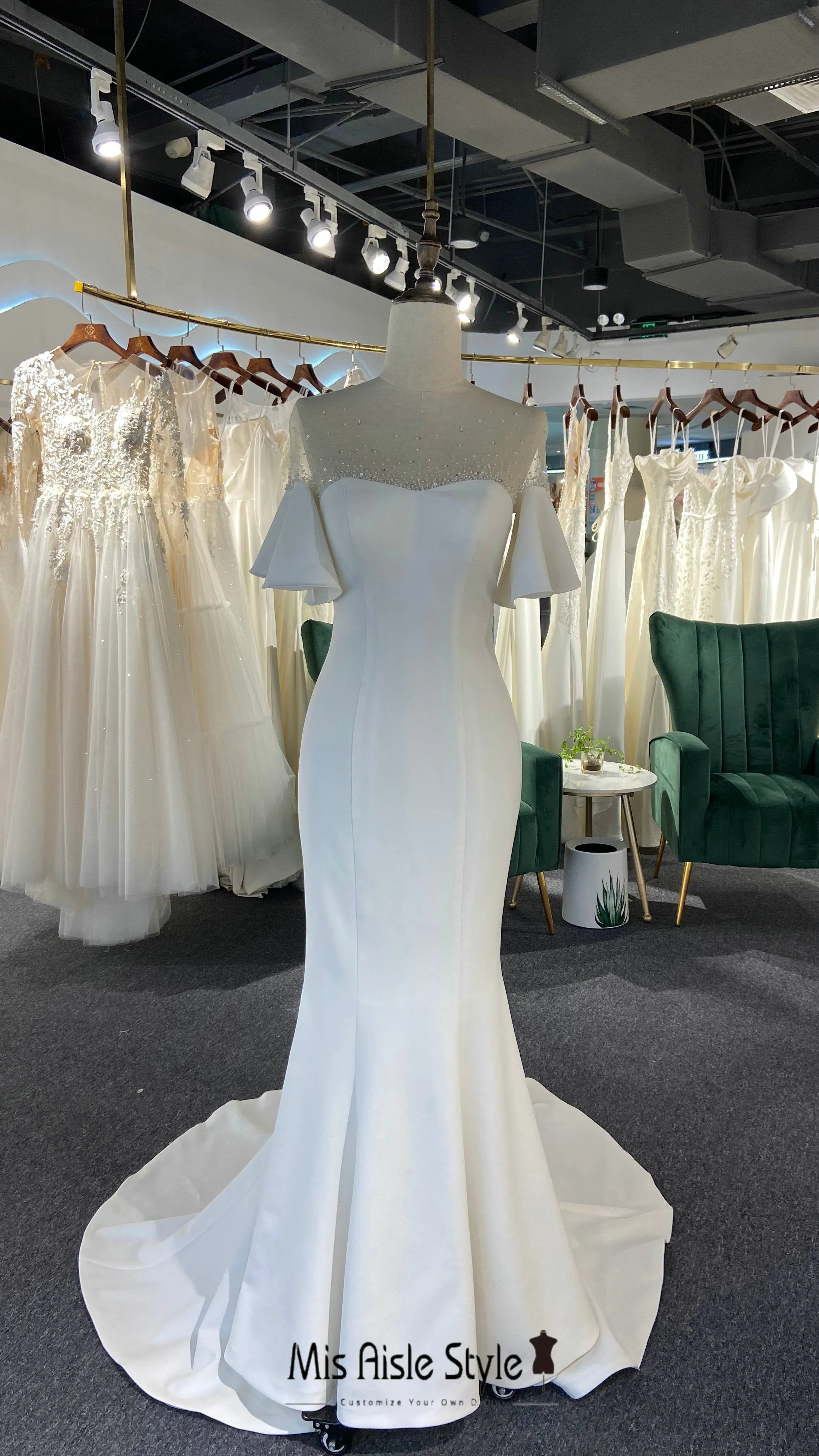 Fit and Flare Bohemian Sleeve Ivory Wedding Dress