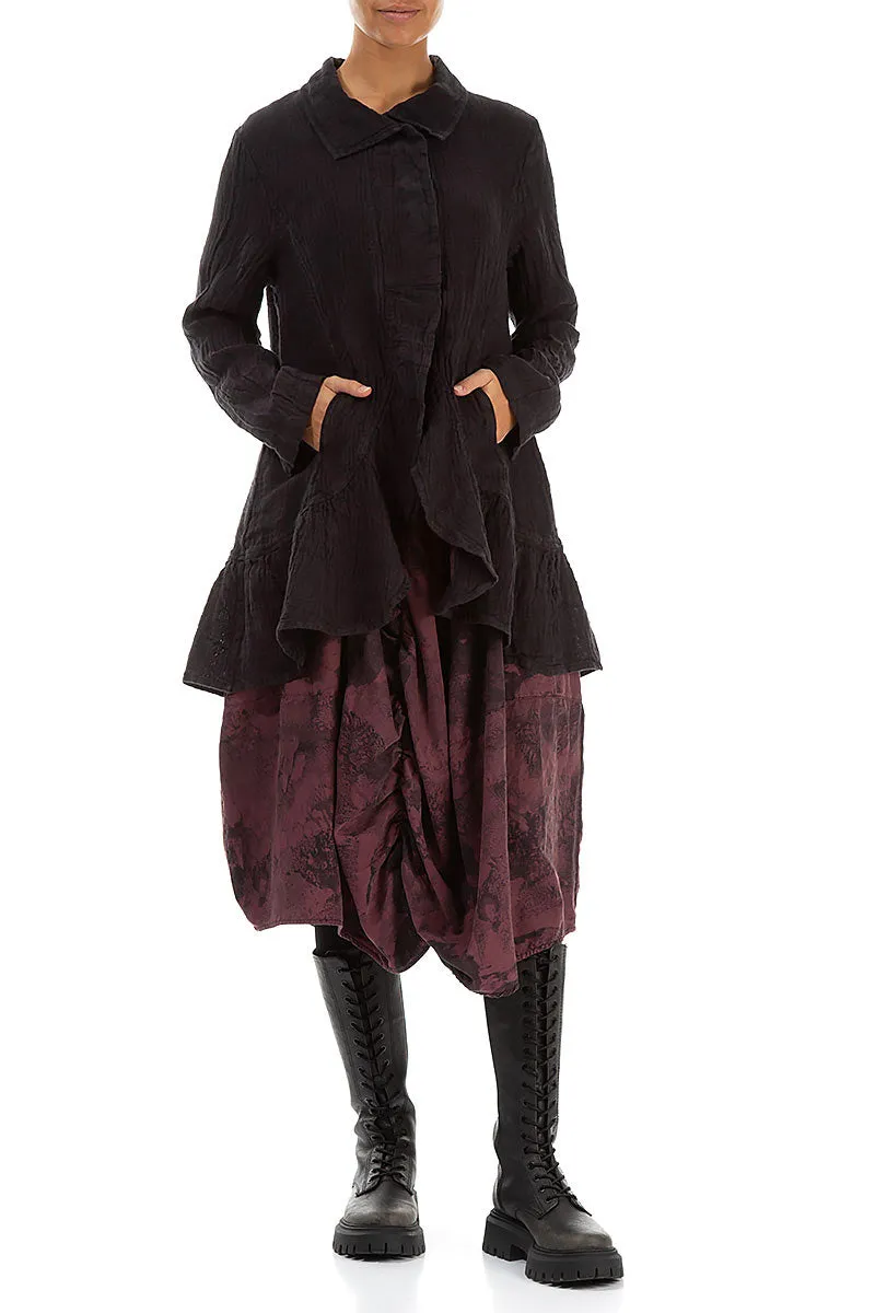 Frilled Edge Vintage Violet Mélange Linen Jacket