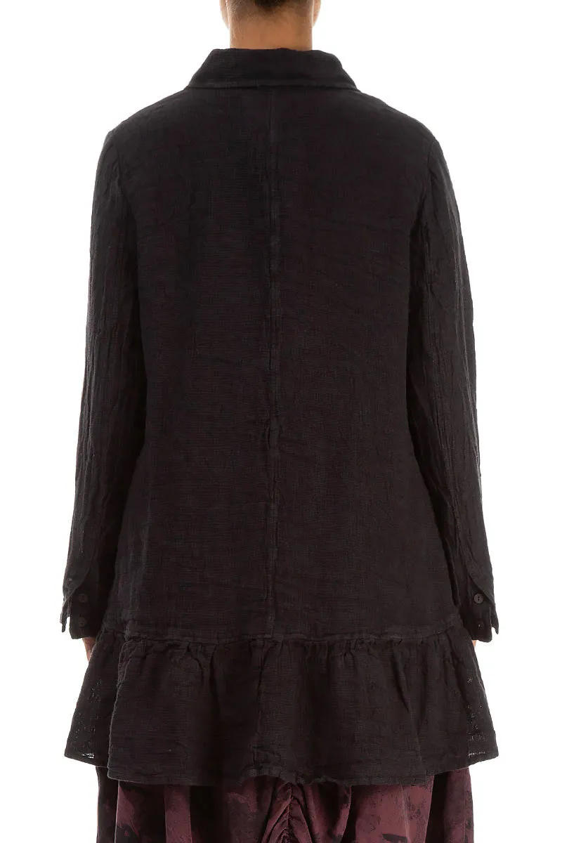 Frilled Edge Vintage Violet Mélange Linen Jacket