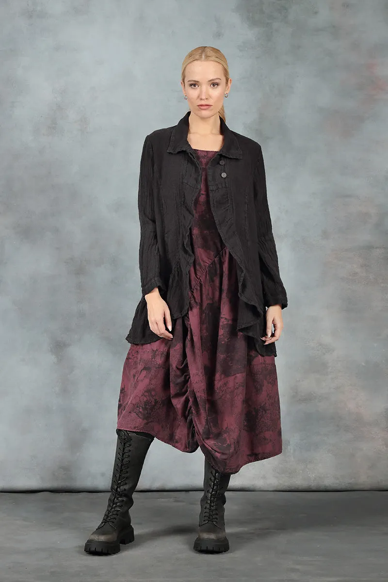 Frilled Edge Vintage Violet Mélange Linen Jacket