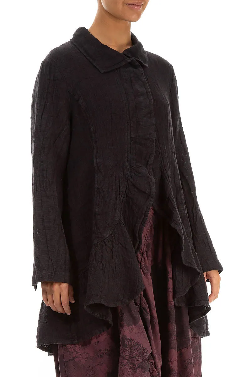 Frilled Edge Vintage Violet Mélange Linen Jacket