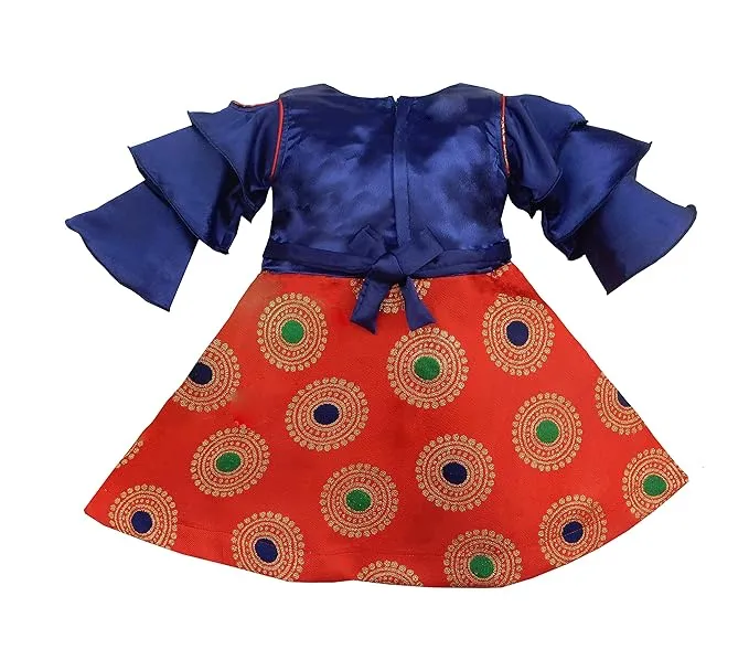 Girls Embroidered Fit and Flare Ethnic Dress