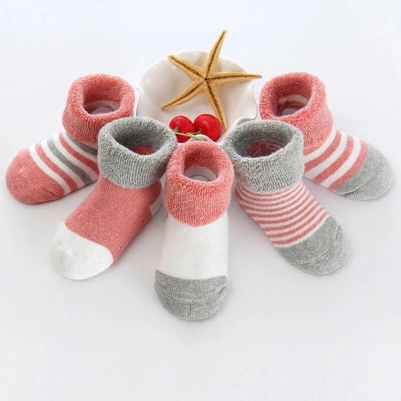 Kiddiezoom 5/6pair/lot unisex Non-Skid Baby Shoe Socks 0-12months Cotton baby boy girls meia infantil cheap stuff