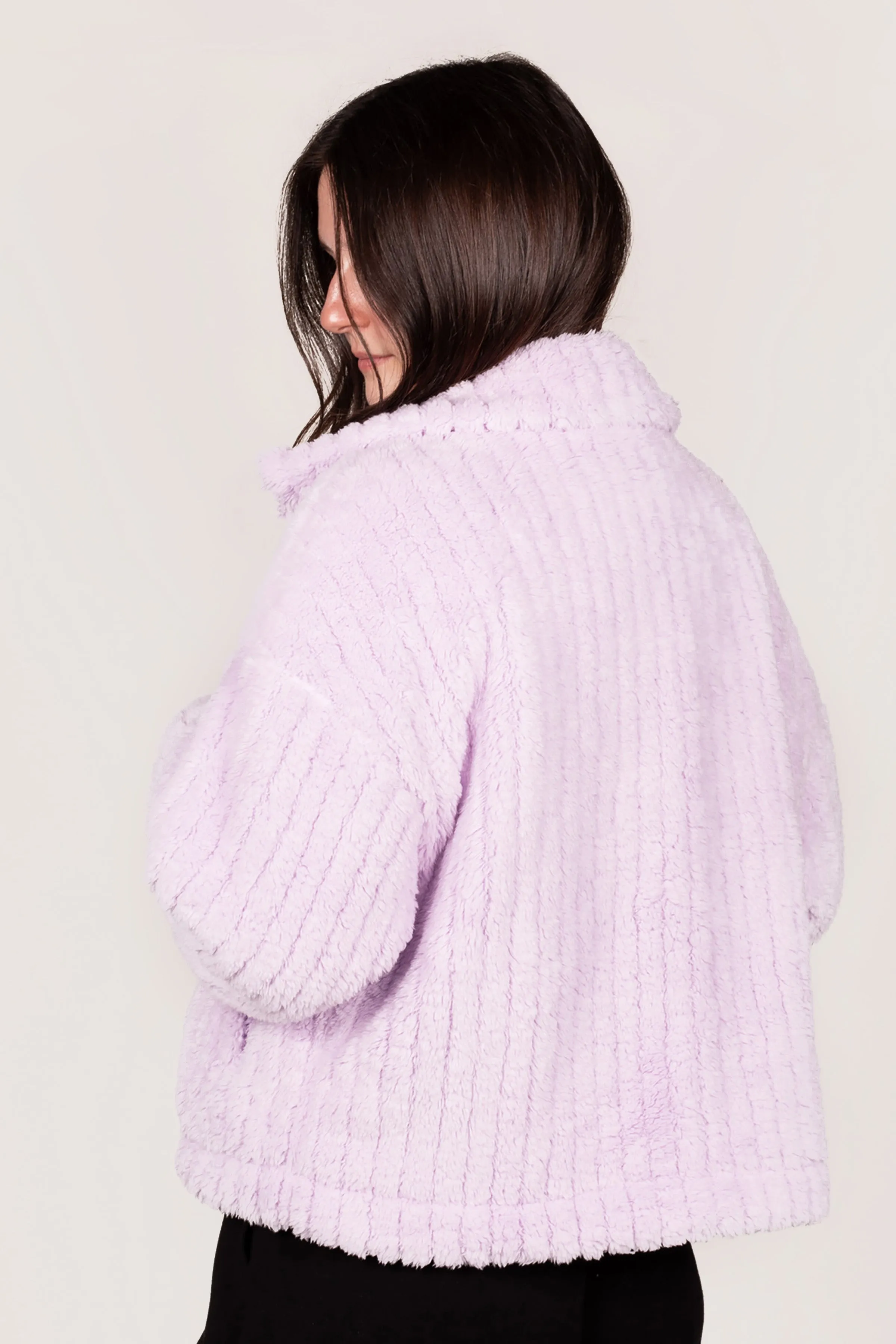 Lavender Teddy Cropped Jacket