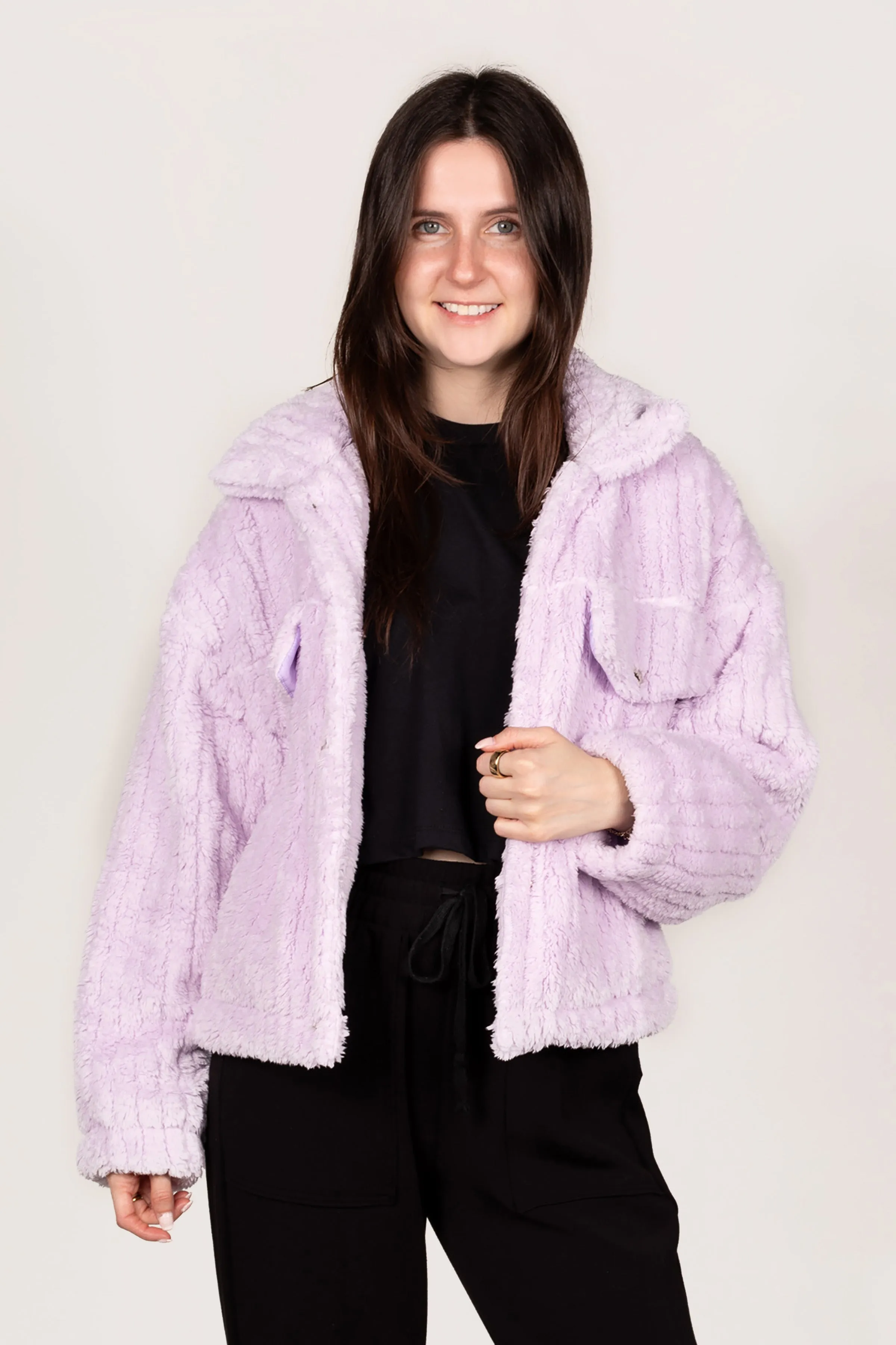 Lavender Teddy Cropped Jacket