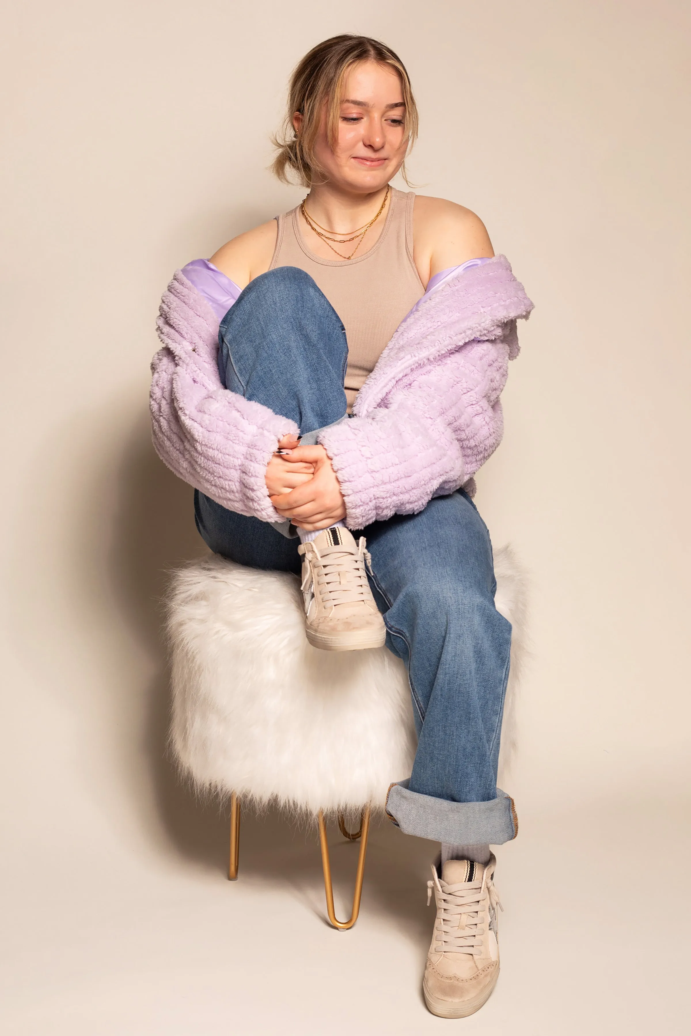 Lavender Teddy Cropped Jacket