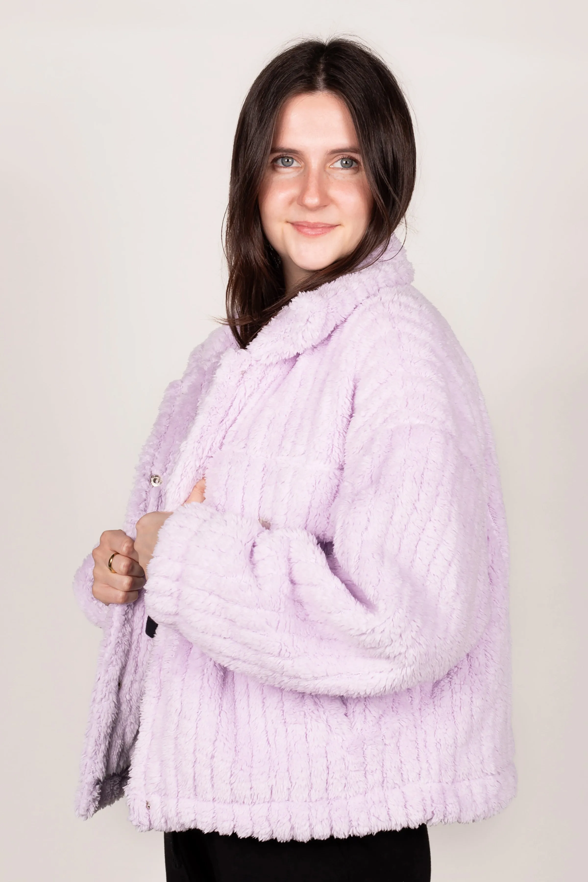 Lavender Teddy Cropped Jacket