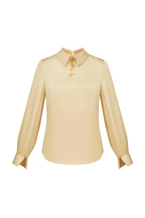 Lavinia Straight Collared Neck Polyester Silk Top
