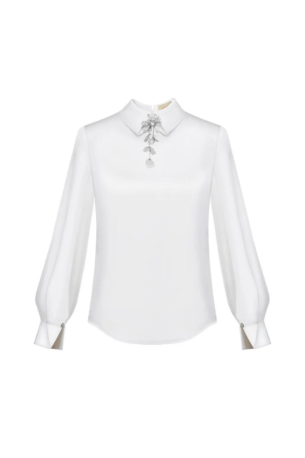 Lavinia Straight Collared Neck Polyester Silk Top