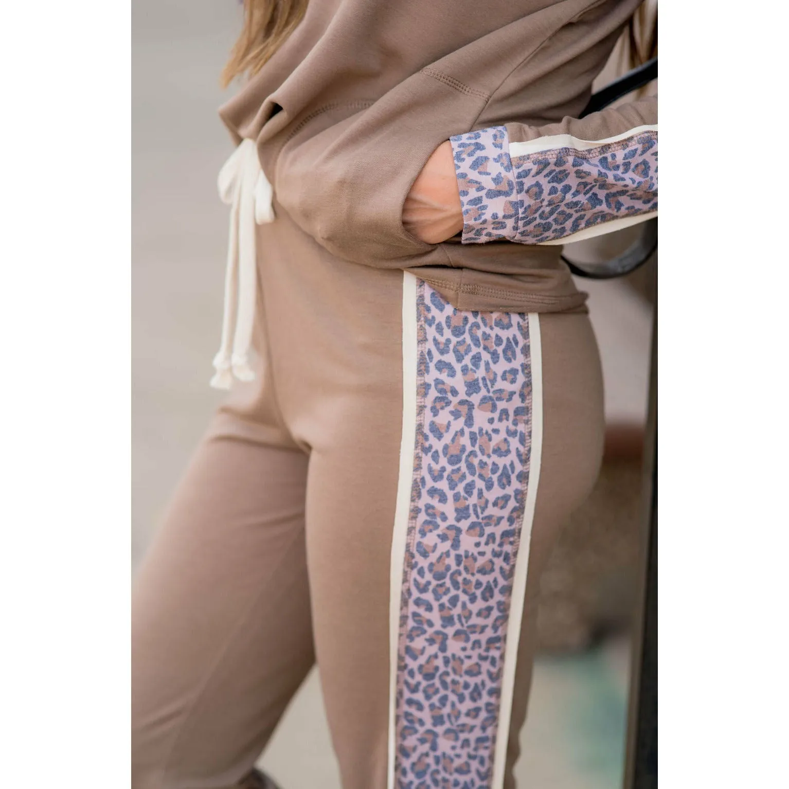 Leopard Striped Drawstring Pants