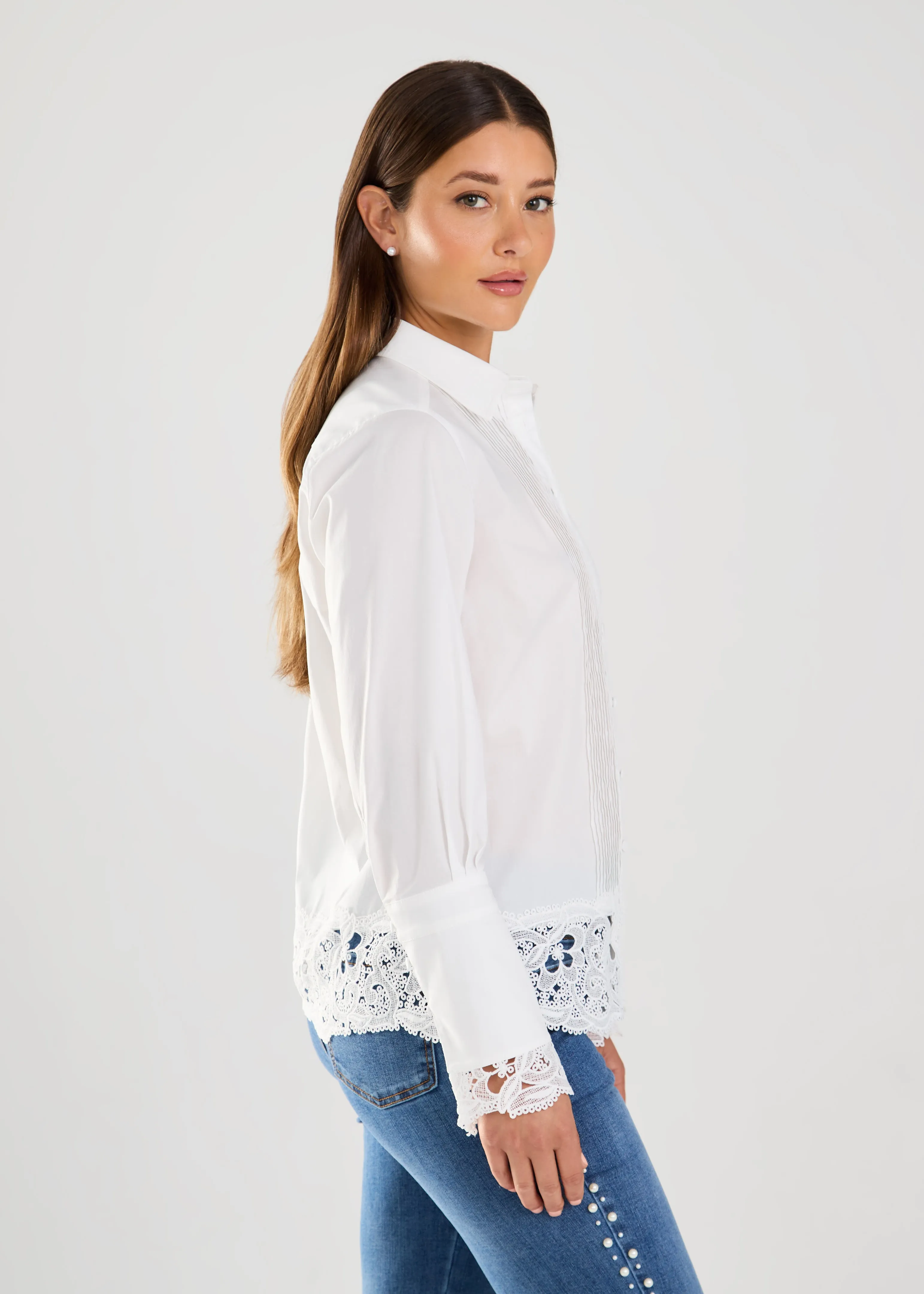 Long Sleeve Lace Detail Shirt