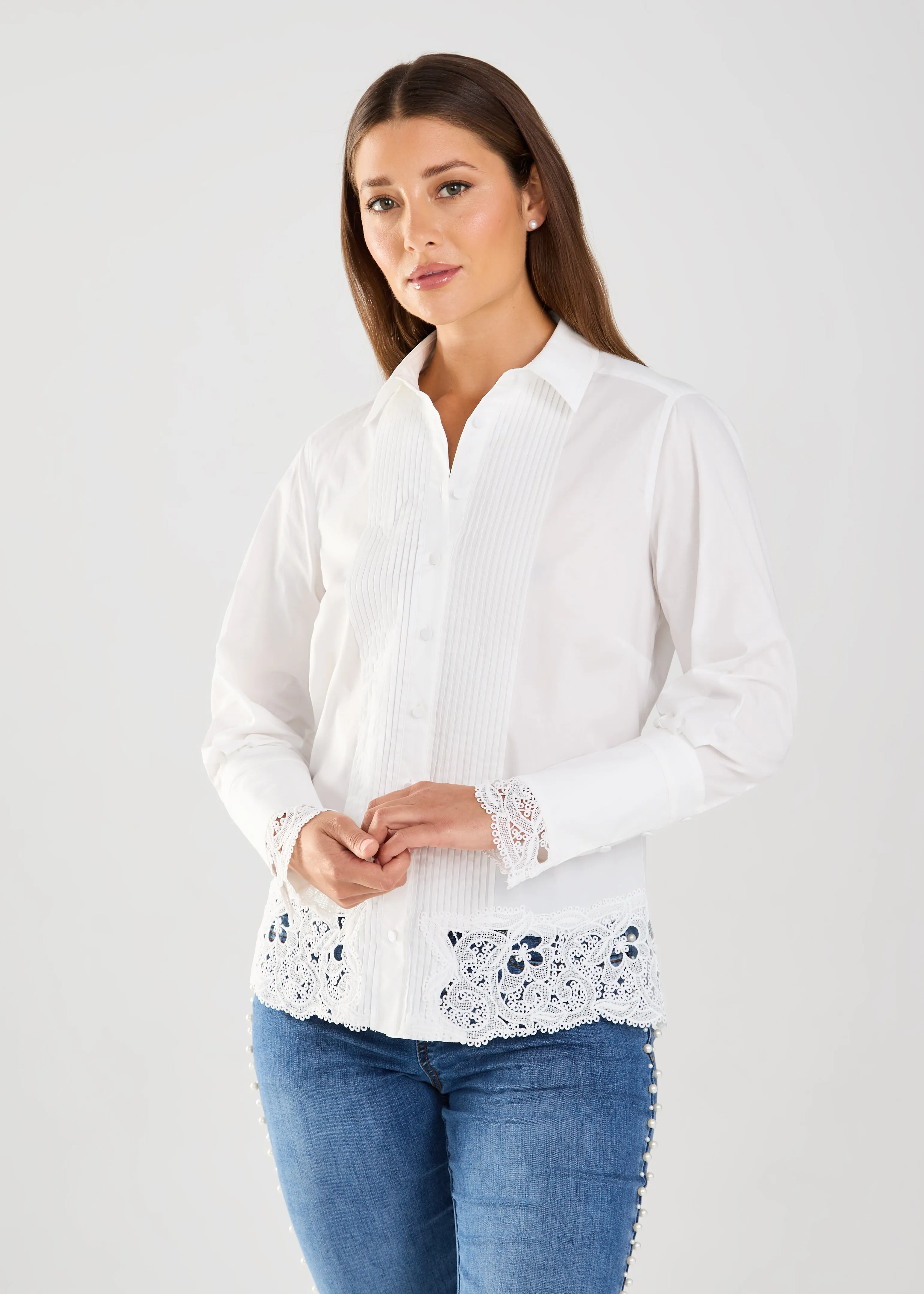 Long Sleeve Lace Detail Shirt
