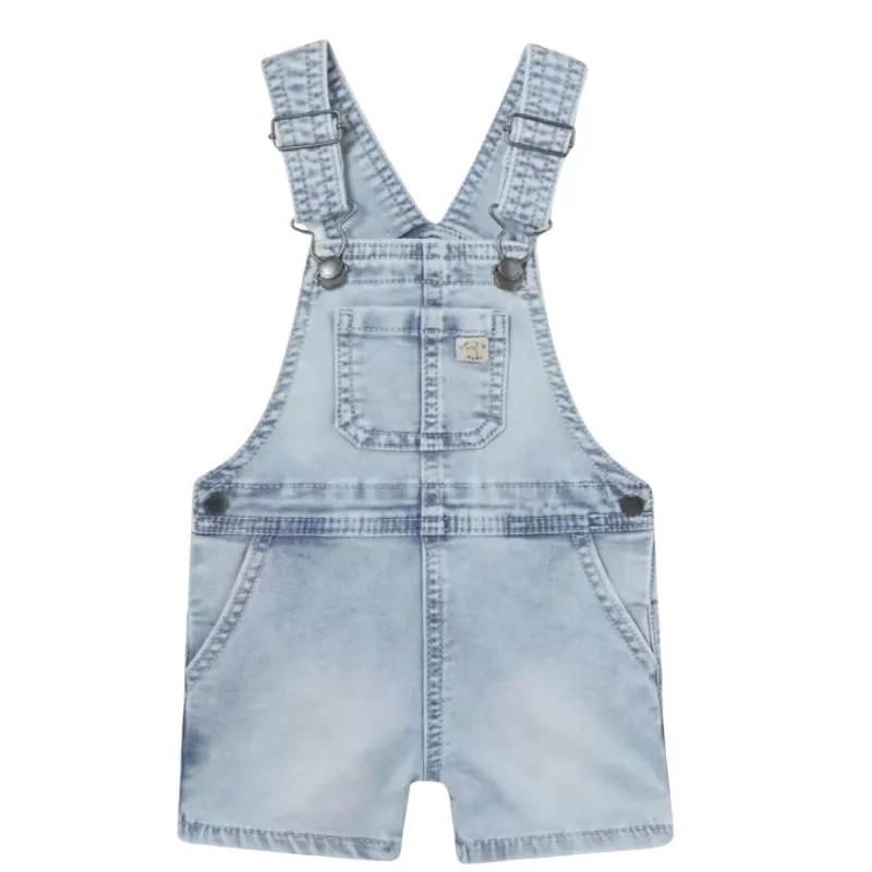 Mayoral - Baby Soft Denim Shorts Overalls in Light Blue (12mo)