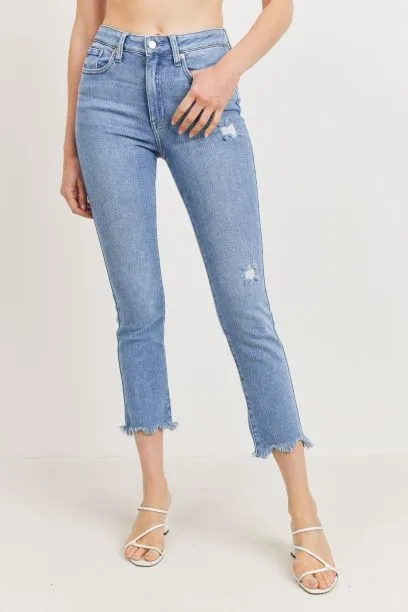 Medium Denim High Rise Straight Jeans