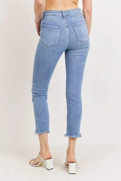 Medium Denim High Rise Straight Jeans