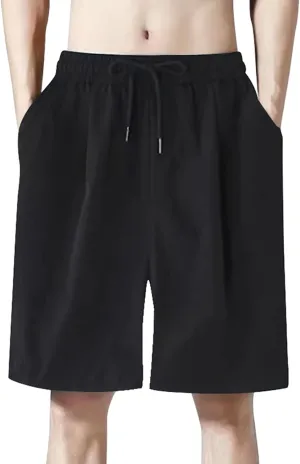 Mens Casual Sweat Cargo Cotton Shorts Drawstring Elastic Waist Athletic Workout Gym Jogger Shorts