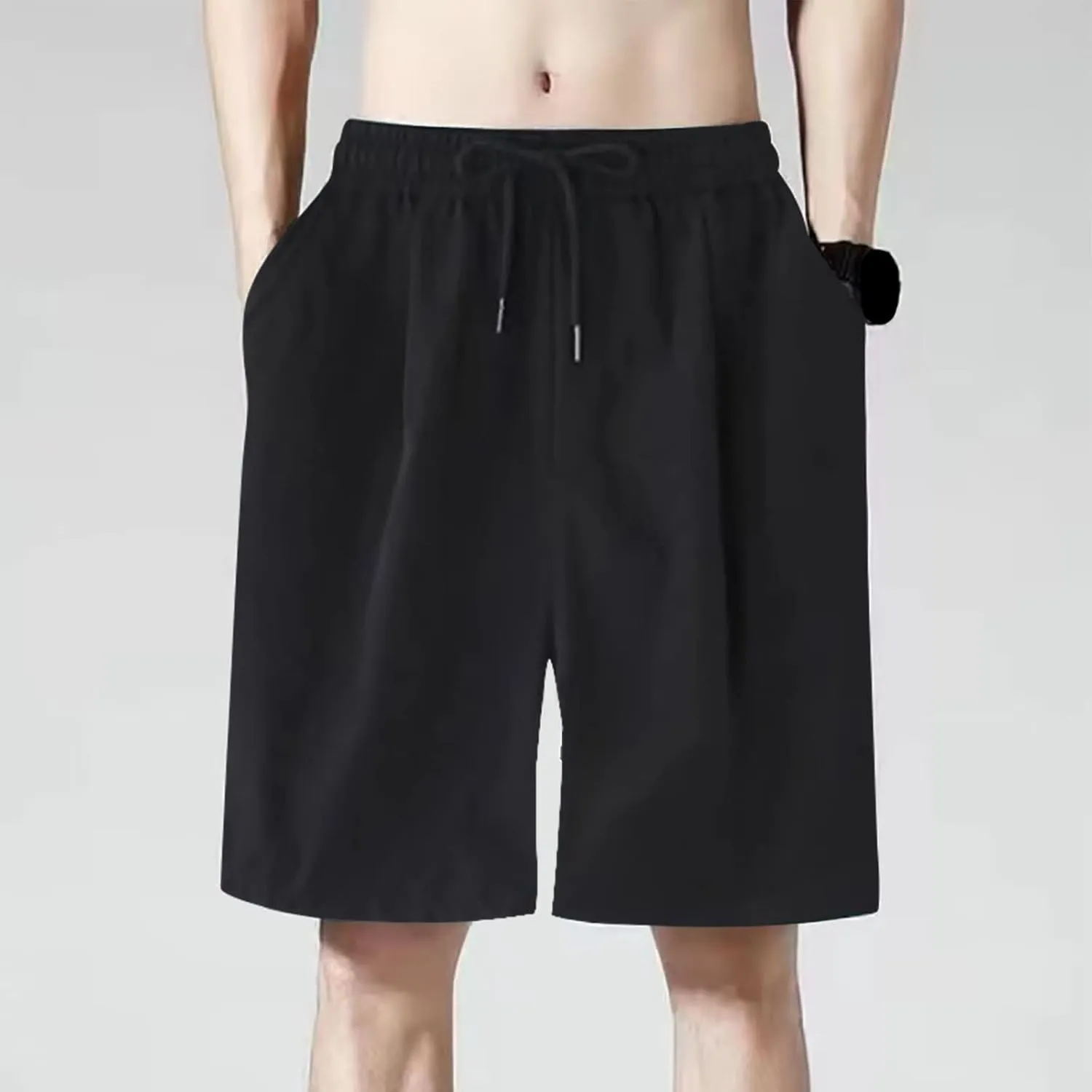Mens Casual Sweat Cargo Cotton Shorts Drawstring Elastic Waist Athletic Workout Gym Jogger Shorts