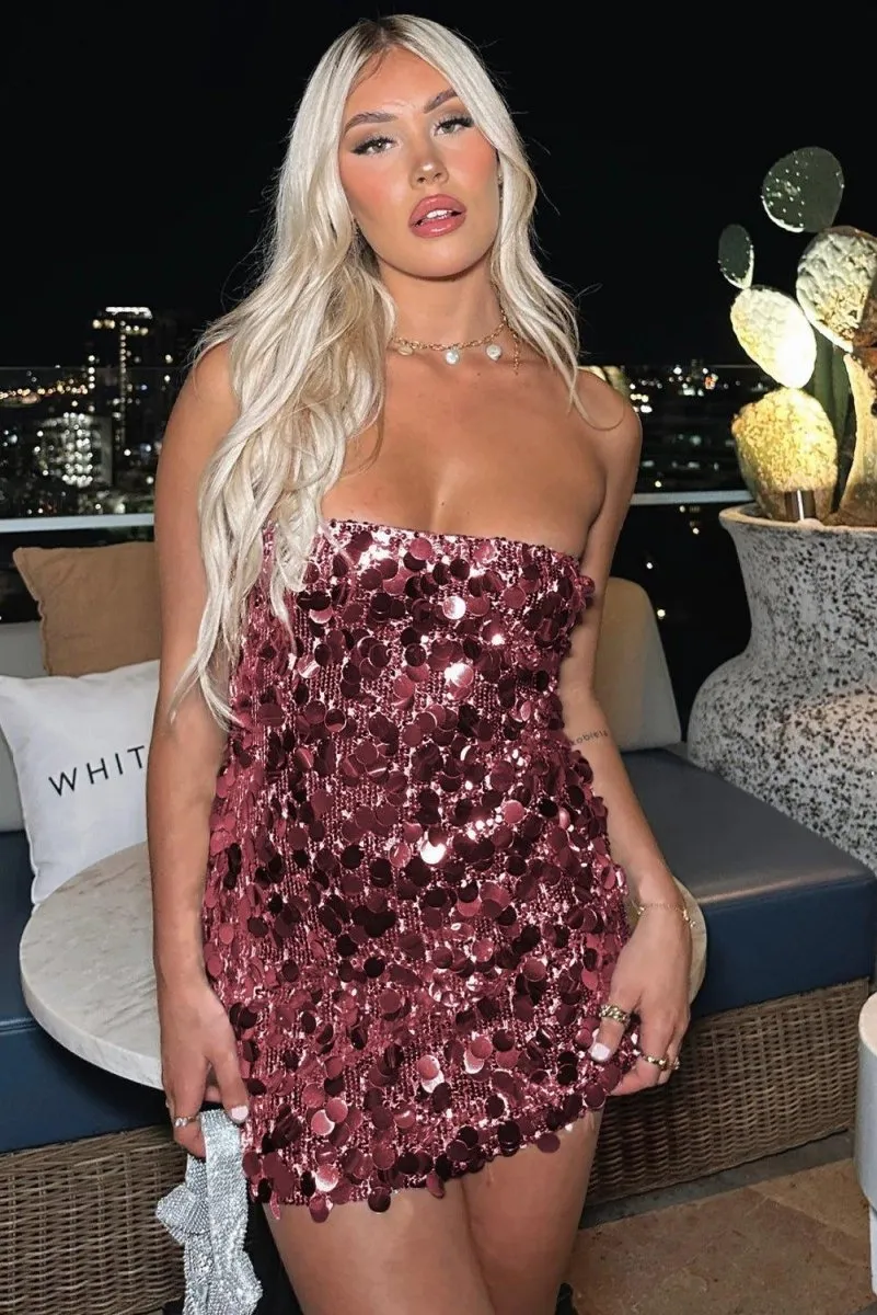 Mini Strapless Sequin Dress