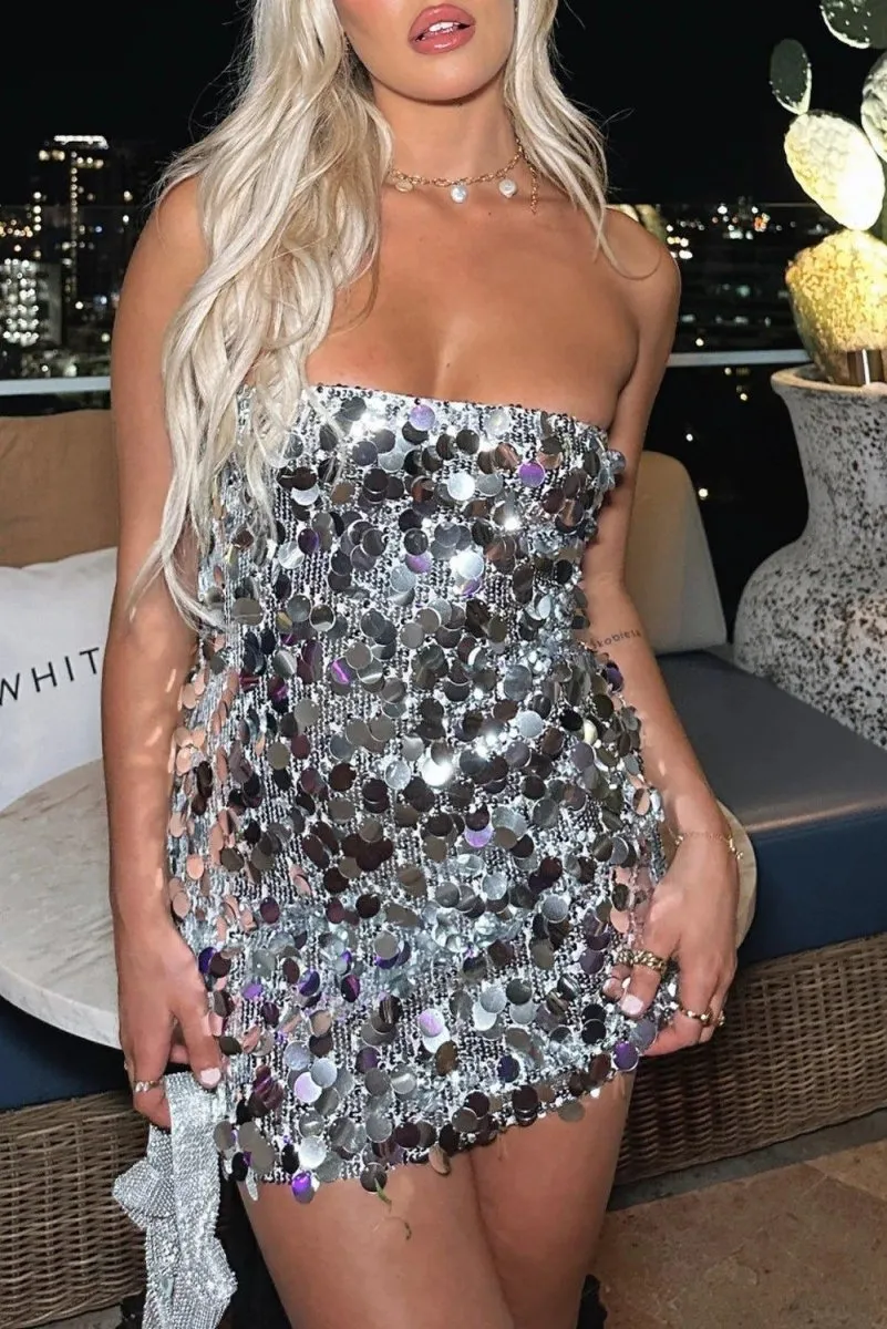 Mini Strapless Sequin Dress