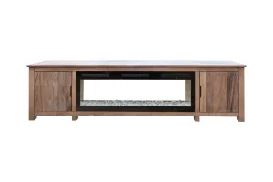 Natural Parota - 93" Electric Fireplace  - Dark Brown