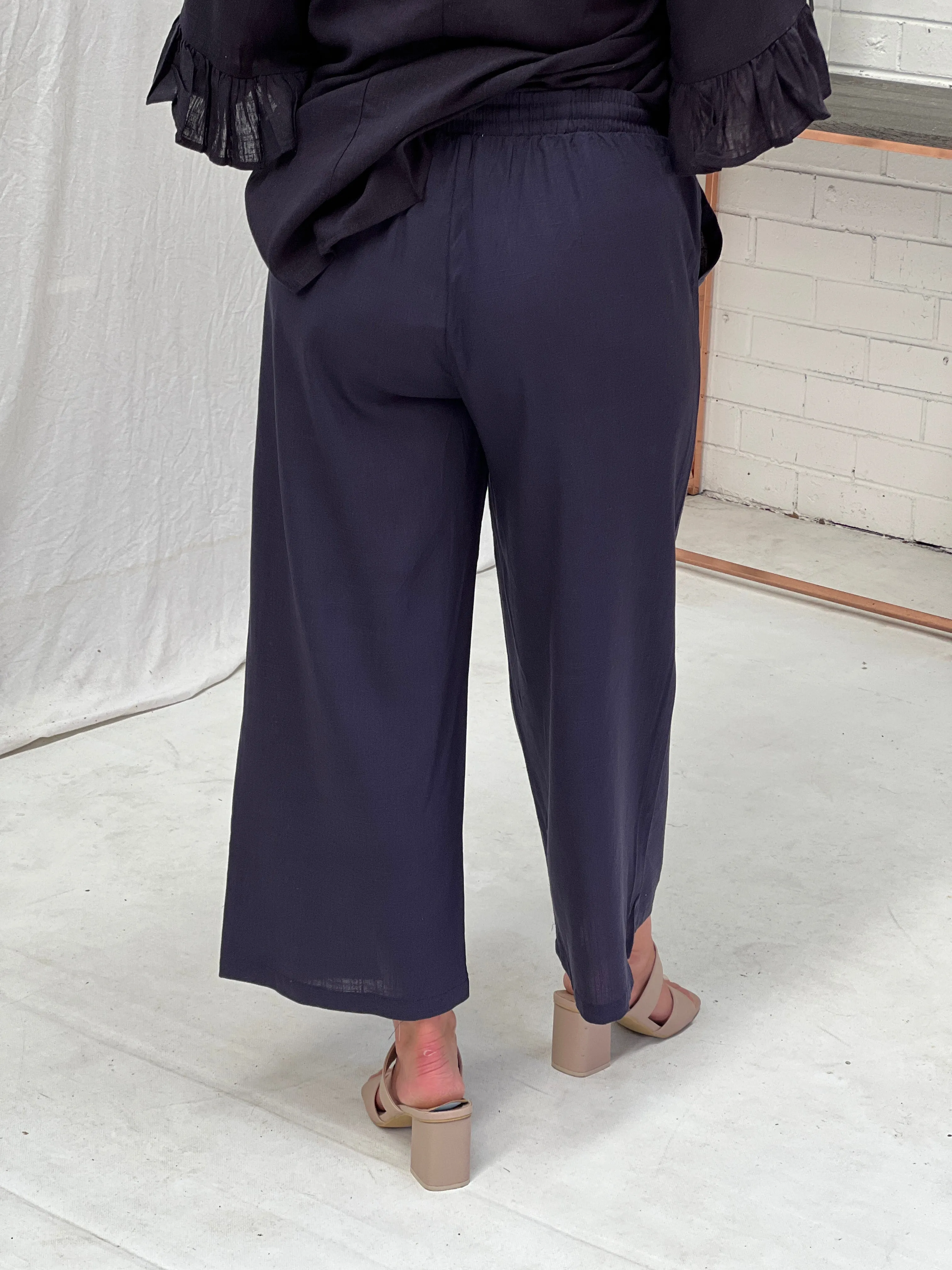 Niylah Navy Linen Pants